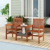 Tangkula Outdoor Wood Bench Loveseat w/ Built-in Table 1.57" Umbrella Hole for Porch - 3 of 4