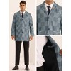 Lars Amadeus Men's Notch Lapel Single Breasted Color Block Plaid Overcoat - 4 of 4