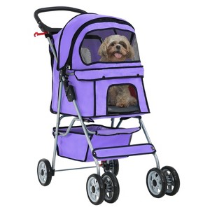 BestMassage Pet Stroller 3/4 Wheels Dog Cat Stroller Jogger Stroller with Removable Liner and Cup Holder Travel Folding Carrier - 1 of 4