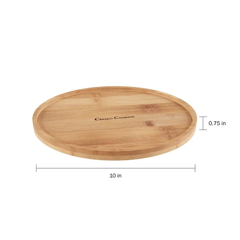 Lazy Susan - All-Natural Bamboo Round Single Tier Turntable Kitchen, Pantry and Vanity Organizer and Display with 10 Inch Diameter by Hastings Home, 2 of 7