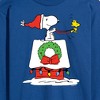 Men's - Peanuts - Snoopy & Woodstock House Sleigh Long Sleeve Graphic T-Shirt - 2 of 4