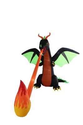 A Holiday Company 8ft Inflatable Fire Breathing Dragon, 8 ft Tall, Multi