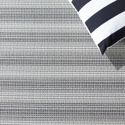 Modern Hand-Knotted Striped Black and Grey 8' x 10' Wool Blend Rug