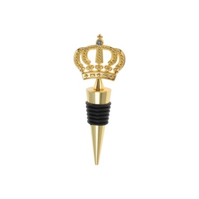 Unique Bargains Bottle Stoppers Crown Wine Stopper Zinc Alloy PTR Black Gold Tone 4.13"x1.57"x0.79" 1 Pc