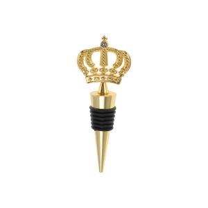 Unique Bargains Bottle Stoppers Crown Wine Stopper Zinc Alloy PTR Black Gold Tone 4.13"x1.57"x0.79" 1 Pc - 1 of 3