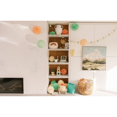 Mint, Peach, and Ivory 22-Piece Tissue Paper Pom Poms and Lantern Kit