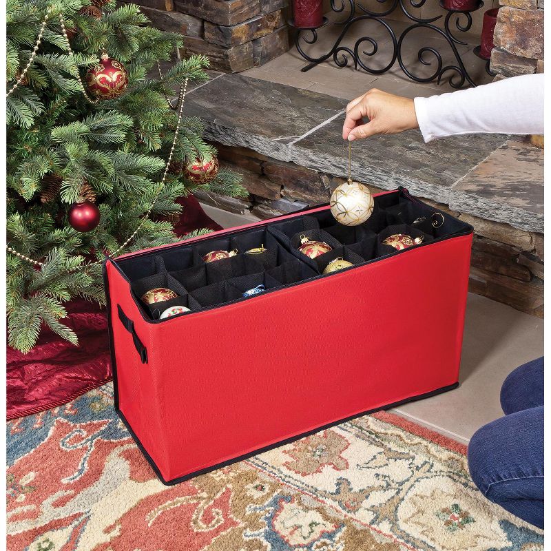 Northlight 96ct Red and Black Zip Up Christmas Ornament Storage Tub, 2 of 4
