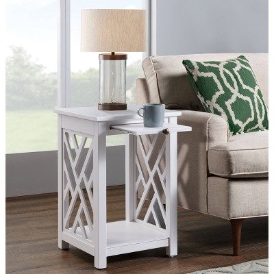 Middlebury Wood End Table With Tray Shelf White - Alaterre Furniture ...