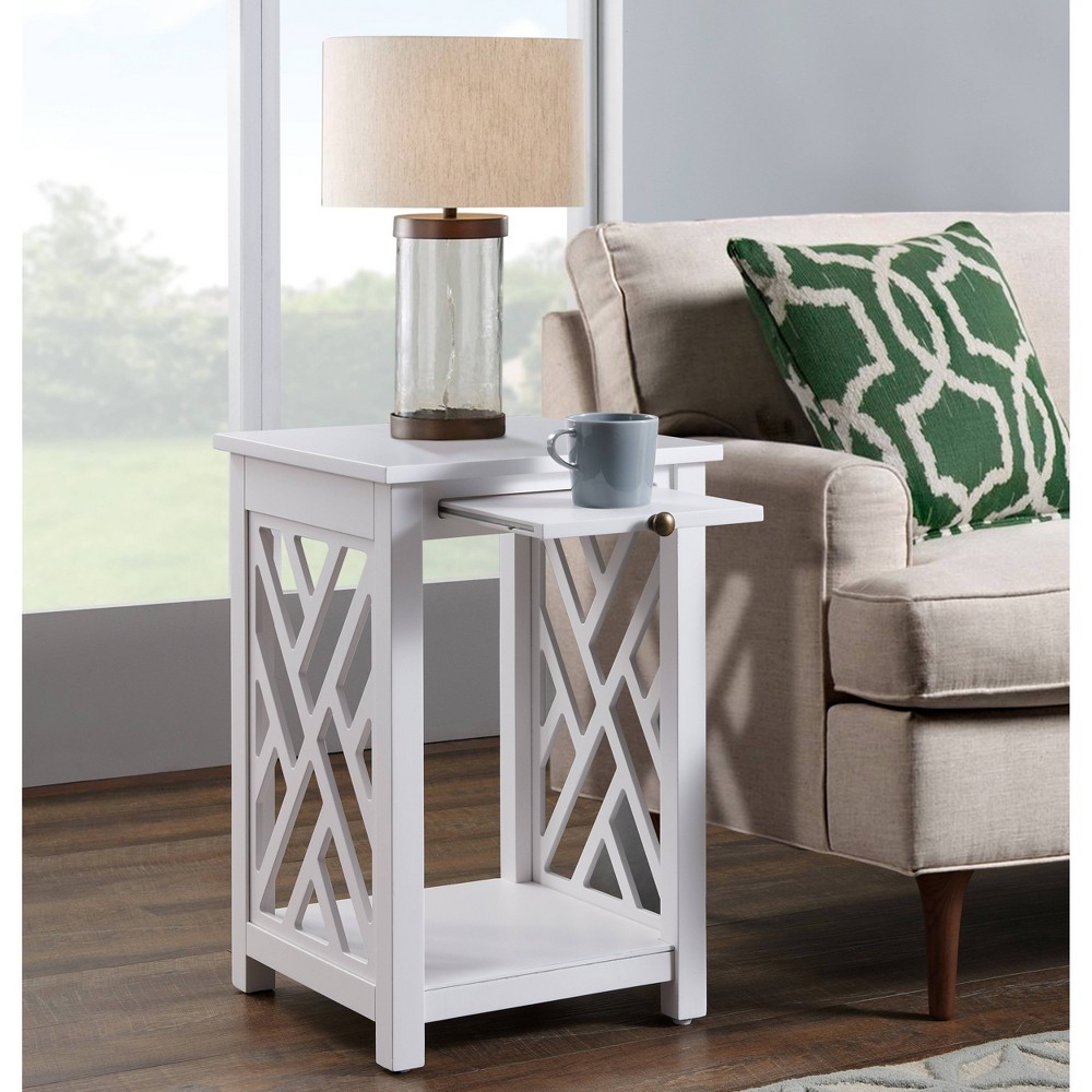 Photos - Coffee Table Middlebury Wood End Table with Tray Shelf White - Alaterre Furniture