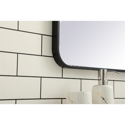 Contemporary Frameless Metal Rectangular Mirror 28x42 in Black