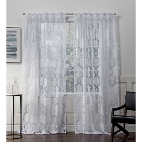 54 X96 Rio Back Tab Sheer Window Curtain Panels White Exclusive