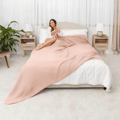 Blush Queen Muslin Cotton Cooling Throw Blanket