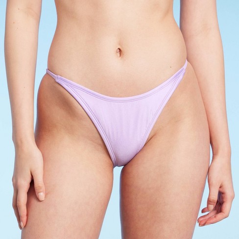 Women's Side Tab High Leg Cheeky Bikini Bottom - Wild Fable™ Shiny Light  Purple : Target