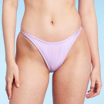 Women's Side Tab High Leg Cheeky Bikini Bottom - Wild Fable™ Shiny Light Purple
