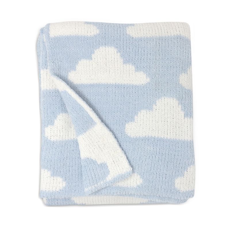 Living Textiles|Chenille Baby Blanket - Blue Clouds, 1 of 2