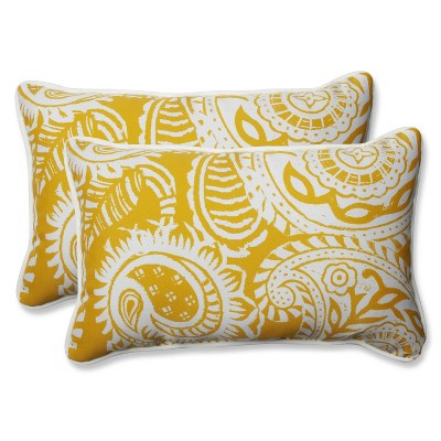 Outdoor/Indoor Addie Yellow Rectangular Throw Pillow Set of 2 - Pillow Perfect