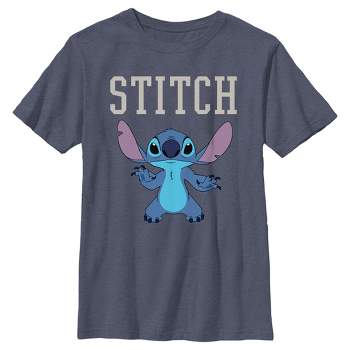Boy's Lilo & Stitch Standing Stitch T-shirt - Athletic Heather - Large ...