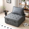 Versatile Linen Fabric Sofa Bed w/Removable Backrest&Solid Wood Frame,Convertible Lazy Sofa,Ottoman & Single Bed,Easy Assembly - 4 of 4