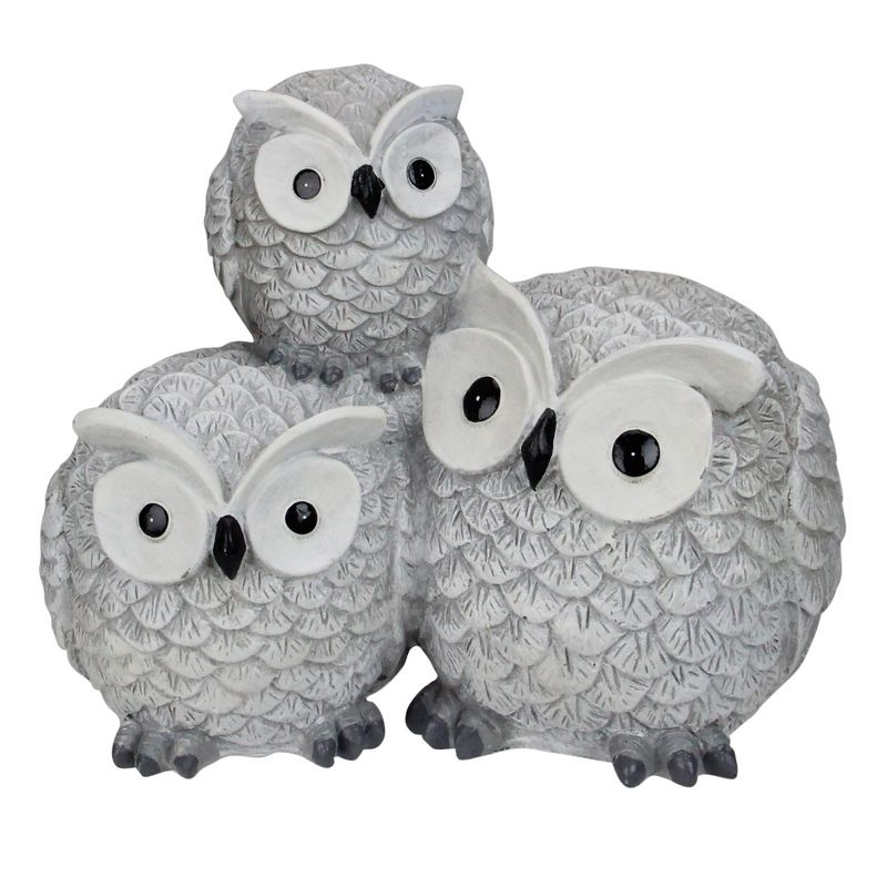 Roman 7.25" Gray Wide Eyed Outdoor Stacked Owl Garden Statue, 1 of 4