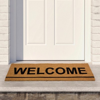 Natural Coir Outdoor Rectangular Welcome Doormat 16" x 48"