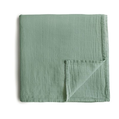 Image of Mushie Muslin Swaddle Blanket Organic Cotton - Roman Green