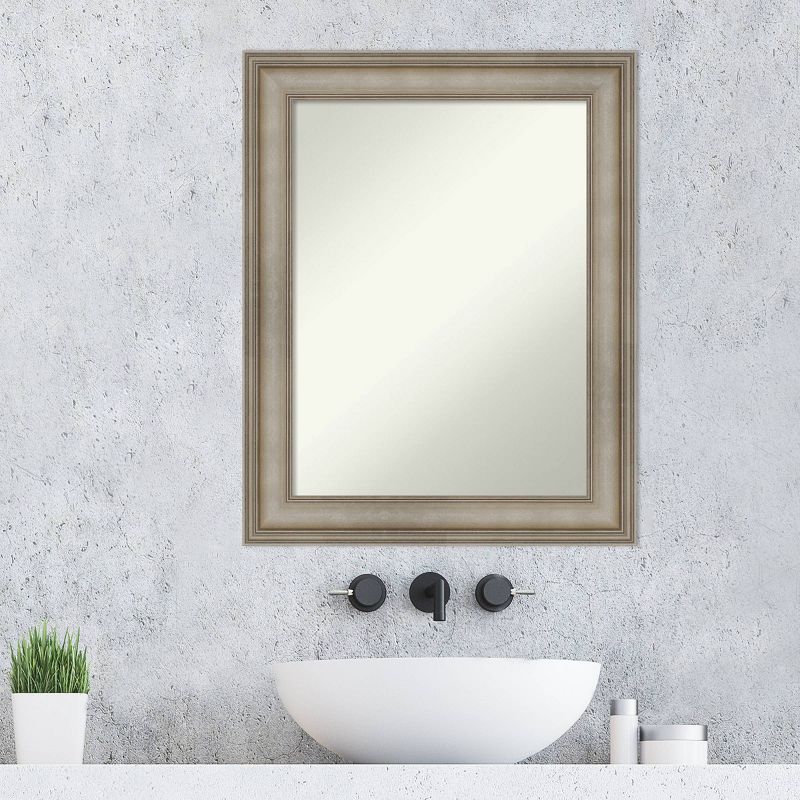 24&#34; x 30&#34; Non-Beveled Mezzanine Antique Narrow Wood Bathroom Wall Mirror Silver - Amanti Art, 5 of 10