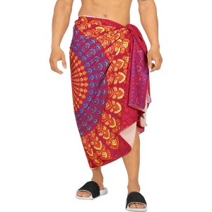 LA LEELA Men's Sarong Beach Cover Ups Wraps One Size Garnet Mandala - 1 of 4