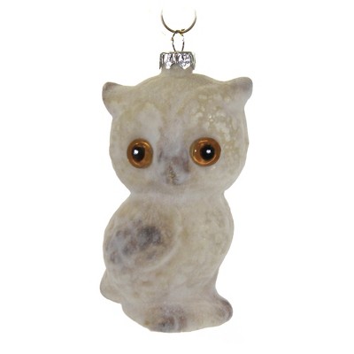 Holiday Ornament 4.0" Flocked Owl Ornament Vintage Wise  -  Tree Ornaments