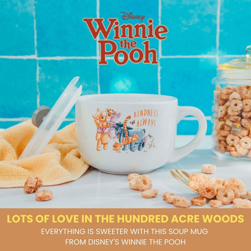 Silver Buffalo Disney Winnie The Pooh "We Are Family" Ceramic Soup Mug With Lid | 24 Ounces, 4 of 10