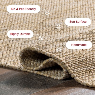 Beige 6' x 9' Handmade Cotton Flat Woven Area Rug