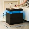 QingMoon Modern End Side with 2 Drawers, with LED Night Stand, Wood Drawers, for Bedroom - 3 of 4