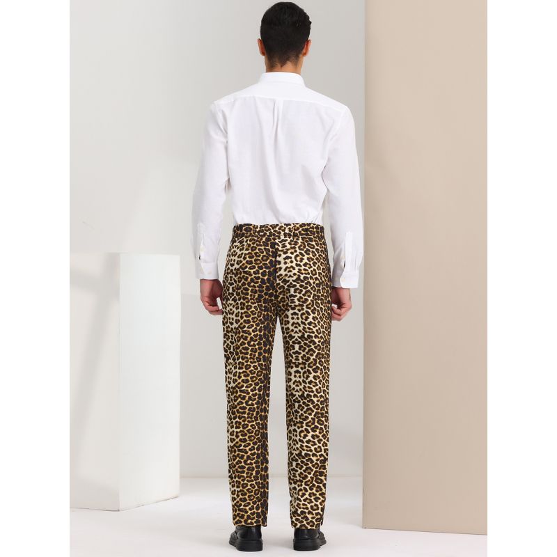 Lars Amadeus Men's Flat Front Party Prom Animal Printed Pants, 5 of 7
