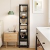 Jojoka Narrow Bookshelf 6 Tier Tall Bookcase Skinny Storage Rack Rustic Shelf Metal Frame Small Freestanding Bookshelves - 3 of 4