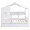 Wooden Full Size/Twin Size House Bed With Trundle, Platform Bed Frame With Storage Shelves, Easy Assembly For Girls Boys - 4 of 4