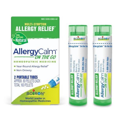 AllergyCalm On the Go by Boiron Homeopathic Single Multi-Symptom Allergy Relief  -  2 Tubes Box