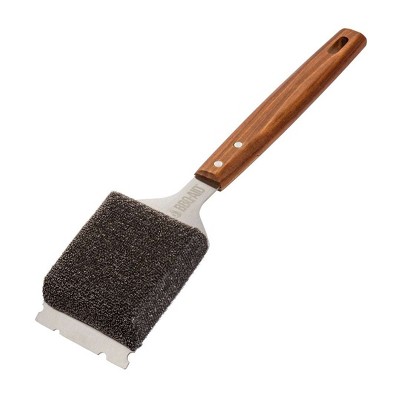 BBQ-AID Bristle Free Grill Brush and Scraper for Barbecue – Large Wooden Handle and Replaceable Head