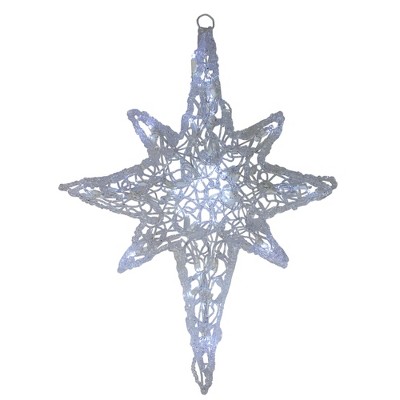 J. Hofert Co 24" LED Lighted White Twinkle Hanging Star of Bethlehem Christmas Decoration