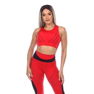 Women's Cut Out Back Mesh Sports Bra - White Mark - 1 of 4