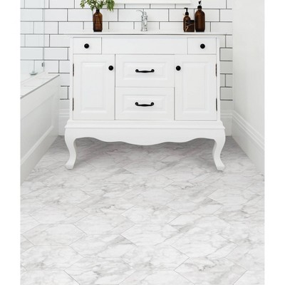 Gray Marble Hexagon Peel and Stick Vinyl Floor Tiles