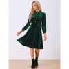 Allegra K Women's Velvet Mock Neck Button Front Ruffle Vintage Flared Dresses - 4 of 4