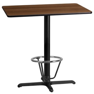 Flash Furniture 24'' x 42'' Rectangular Walnut Laminate Table Top with 23.5'' x 29.5'' Bar Height Table Base and Foot Ring - 1 of 1