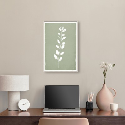 Linen Leaf Screen II Green and White Botanical Canvas Art, 25" x 17"