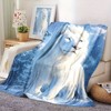 1pc Snow-White Noble Lion Print Flannel Throw Blanket - Cozy All-Season Wrap, Home Decor, Holiday Gift - Digital Print Fantasy Theme. - 2 of 4