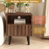 Bekrvio Mid Century Modern Fluted Nightstand with Solid Wood Legs,19.7" Walnut Side Table with Drawers & Open Storage for Bedroom,Living Room - 4 of 4