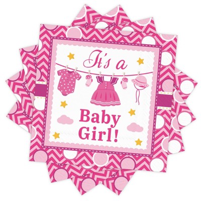DYLIVeS Pink It's a Baby Girl Napkins, Baby Shower Dinner Napkins Disposable Paper Luncheon Cocktail Napkins for Baby Girl Shower Party Decorations