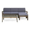Outdoor Sectional Sofa Set, 3 Pcs Acacia Sofa Set for 3 People, Sectional Sofas with Acacia Table, Wood Frame and PE Cushions-Coolbibila - 3 of 4