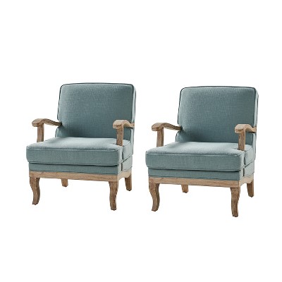 Set of 2 Quentin Wooden Upholstered Armchair Comfy Living Room with Comfortable Backrest and Cushion | ARTFUL LIVING DESIGN