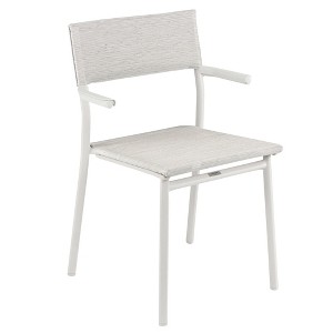 Lafuma Batyline Duo ORON Sustainable Aluminum Weather Resistant Stackable Outdoor Dining Armchair with 287 Pound Capacity, Sand/Pebble (Set of 2) - 1 of 4