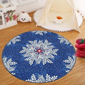 TackView Christmas Snowflake Area Rug Rug Washable Non Slip,Christmas Rugs for Living Room, Low Pile Throw Rug Carpet - 1 of 4