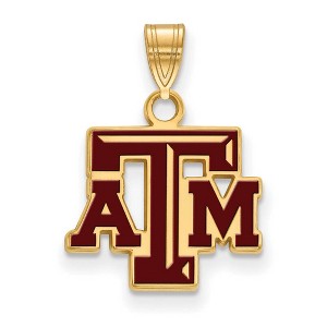 Black Bow Jewelry 14k Yellow Gold Plated Sterling Silver Texas A&M Aggies NCAA Small Pendant - 1 of 3